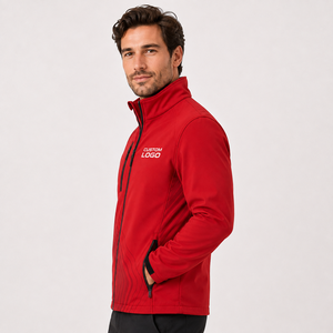 <b>Men's</b> Premium <b>Soft</b> <b>Shell</b> <b>Jacket</b> Stand Collar Full Zipper Custom Logo Front Lightweight Windproof Softshell <b>Jacket</b> - Product Image 4