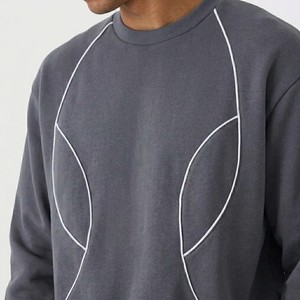 Unisex Contrast <b>Stitch</b> Crewneck Fleece Breathable Premium Cotton Pullover Streetwear Sweatshirt Regular Fit Casual Winter Long - Product Image 3