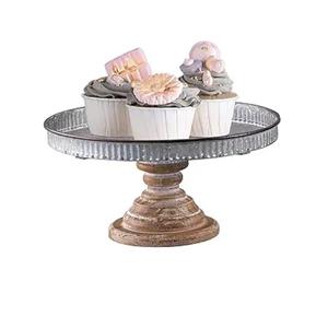 Support à gâteau rond en aluminium marron élégant, support à gâteau décoratif en métal pour fêtes d'anniversaire, événements et anniversaires. - Product Image 6