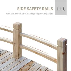Puente de Jardín de Madera de 1.5 m con Acabado Teñido en Arco, Pasarela con Barandillas para Arreglos Temporales de Exterior, Madera Natural para Patio Trasero - Product Image 4