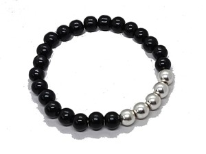 Bracelet Bouddha en tourmaline noire de haute qualité, perles en argent, bijoux fantaisie pour homme et femme, pour la méditation et l'énergie, idéal comme cadeau. - Product Image 1