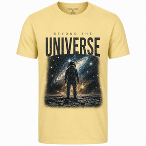 Thread & Harbor Camiseta negra con estampado de astronauta Beyond The Universe para hombre, manga corta, cuello redondo, corte regular, informal, 100% algodón - Product Image 1