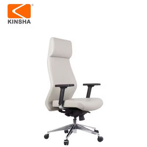 Chaise de bureau exécutive moderne KINSHA en cuir PU, dossier haut, accoudoirs réglables, hauteur réglable, base pivotante chromée, ergonomique - Product Image 6
