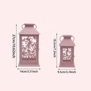 Designer Pink <b>Moroccan</b> <b>Lantern</b> with Decorative Floral Panels Candle Holder for Bedroom Nursery and Living Room - Product Image 6