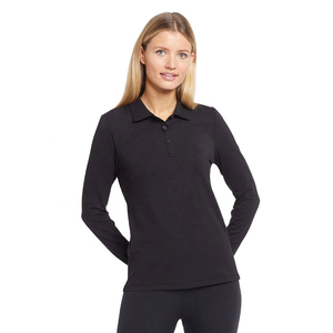 Polo de Manga Larga para Mujer, con Cuello en Contraste, Moderno, de Mezcla de Algodón Suave, Estampado, para un Look Casual de Negocios - Product Image 3