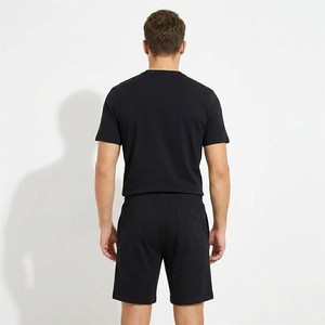 Ensemble T-shirt et short en coton blanc uni pour homme – Col rond, tenue décontractée d'été, respirant, tricoté, deux pièces - Product Image 2