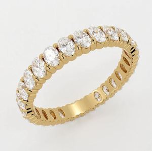 Anillo de Eternidad Completo con Moissanita de Corte Oval TCW, Plata de Ley 925 Chapada en Oro, Apilable, de Lujo, para Compromiso, Boda o Aniversario - Product Image 3
