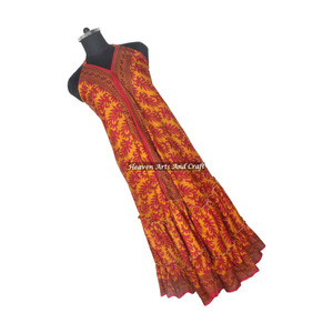 Vestido Largo Bohemio Vintage de Seda Sari para Mujer, Cuello en V, Estampado Floral, Vestido de Playa, Vestido de Verano Elegante para Mujer, Vestido de Noche - Product Image 4