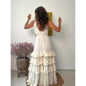 Cotton Maxi <b>Dress</b> Casual Summer Natural Waistline <b>Maternity</b> Sleeveless <b>White</b> Wedding Beach <b>Dress</b> - Product Image 4