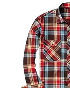 Camisa de Franela a Cuadros para Hombre, Color Rojo Marrón Azul, de Algodón y Poliéster, Manga Larga, con Botones, Informal, Cálida, Suave, para Invierno - Product Image 3