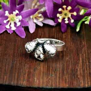 Bague artisanale en argent sterling 925 avec motif cheval sauvage, abeille et turquoise, style bohème, bijou fantaisie, cadeau pour femme, bague du Sud-ouest - Product Image 5