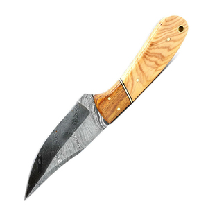 Cuchillo de Caza de Acero de Damasco con Hoja de Punta Clip, Mango de Madera, Hoja Fija de Borde Recto, Herramienta de Supervivencia para Camping - Product Image 1