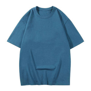 Men's Khaki Short Sleeve O-Neck Oversized Casual T-<b>Shirt</b> 100% Cotton Jersey Knitted Solid Color Breathable Anti-Wrinkle 300g - Product Image 3
