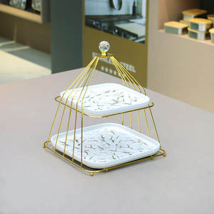 Latest Golden Iron Adjustable Handmade Eco-Friendly <b>Cake</b> <b>Stand</b> Gold Wire Base Metal Serving Plate for Dessert Table Decoration - Product Image 6