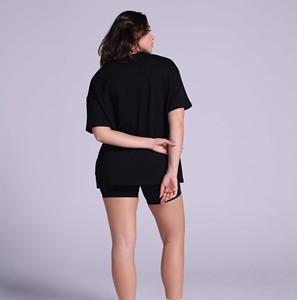 T-shirt décontracté pour femme, couleur unie, col rond, manches courtes, coupe ample, jersey 100% coton, respirant, à porter toute l'année - Product Image 2