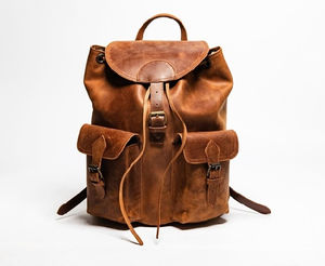 Sac à dos en cuir pour le bureau et les voyages, sac à dos en cuir tendance pour tous les jours, finition lisse, sac à dos en cuir véritable - Product Image 1