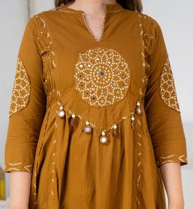 Stylish Mustard Anarkali <b>Kurta</b> Set for <b>Women</b> with Embroidered Dupatta Festive Traditional Indian Ethnic Wear - Product Image 5