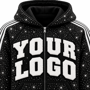 Nuevo Estilo Sudadera con Capucha y Estampado de Purpurina con Logotipo Personalizado, Chándal de Felpa Oversize, Sudadera Deportiva Unisex de Corte Regular 100% Algodón - Product Image 5