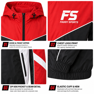 Veste coupe-vent légère imperméable pour homme avec logo personnalisé, à capuche, pour le sport en plein air, la course à pied, décontractée, style colorblock - Product Image 6