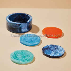 Sous-verres faits à la main en acrylique/bois de haute qualité avec logo de couleur personnalisé Tapis de 4 pouces pour la maison et le restaurant - Product Image 3