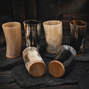 REALITY HANDMADE ENTERPRISES Ensemble de 4 tasses à boisson en corne faites à la main, étanches, design animal moderne et écologique, finition naturelle - Product Image 4