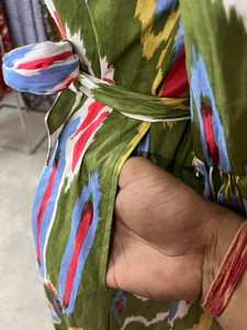 Vestido Maxi de Algodón Indio con Estampado Ikat para Ella, Vestido Casual de Verano con Mangas Largas, Estilo Boho Floral, con Bordado y Cinturón - Product Image 4