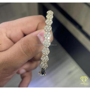 Brazalete de Diamantes Cultivados en Laboratorio con Diseño Floral en Plata de Ley 925, Brazalete Brillante para Mujer, Regalo de Joyería para Fiesta - Product Image 1