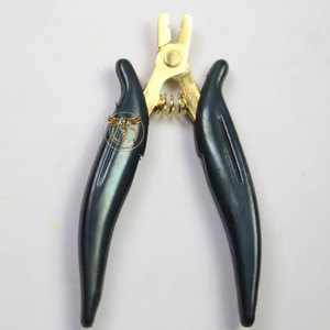 Pince à micro-anneaux légère en acier inoxydable doré, réutilisable, avec poignée antidérapante, pour extensions capillaires et sertissage de perles - Product Image 2
