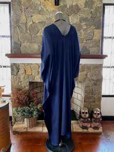Robe caftan en rayonne teinte à la main bleu profond, grande taille, style bohème, coupe décontractée - Product Image 4