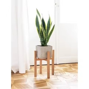Soporte de madera minimalista para plantas con diseño triangular para uso en interiores con plantas verdes y velas. Soporte de madera para plantas. - Product Image 4