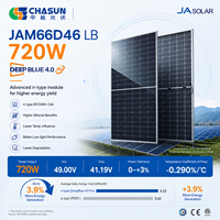 Panneau solaire bifacial JA Solar JAM66D46-720/LB 720W à haute efficacité, type N, double vitrage, module PV pour systèmes solaires sur toiture