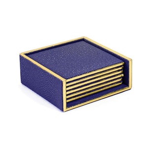 Custom Luxury Faux Leather <b>Drink</b> <b>Coasters</b> Gold Rim Square Waterproof Coffee Cup Mat Table <b>Coaster</b> Set with Holder <b>Coasters</b> - Product Image 1