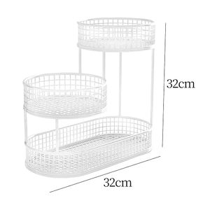Cesta de Frutas de Tres Niveles, Estante de Almacenamiento Rectangular Blanco Apilable, Organizador de Cocina de Diseño Minimalista - Product Image 2