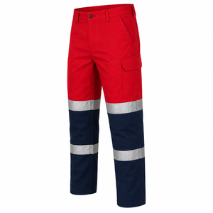 Custom Logo Mens Industrial Workwear Pants Reflective Tape Dual <b>Cargo</b> Pockets Two Tone Safety Trousers Custom Safety <b>Work</b> Pants - Product Image 5
