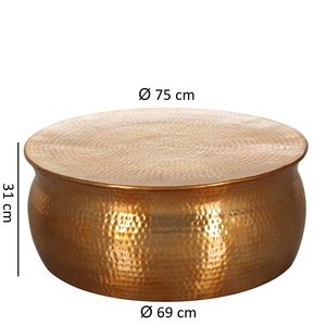 Mesa de Centro Redonda Hecha a Mano de 75 cm de Diámetro, Diseño Contemporáneo, Mueble de Salón con Superficie Metálica, Apariencia Moderna - Product Image 1