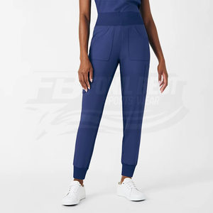 Women Navy Blue Medical <b>Scrubs</b> Jumpsuit Short Sleeve Zip Front Hospital <b>Uniform</b> With Pockets For Medical Staff - Product Image 5