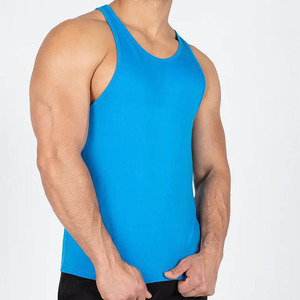 Camiseta sin Mangas Azul para Hombre, Cuello Redondo, Secado Rápido, Informal, para Verano, Corte Regular, Prenda Exterior - Product Image 1
