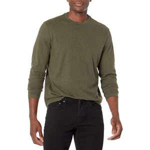 Camiseta de Manga Larga Negra para Hombre, Cuello Redondo, con Bolsillo en el Pecho, Corte Regular, Informal, Tejida, 100% Algodón, para Otoño, Último Modelo 2026 - Product Image 6