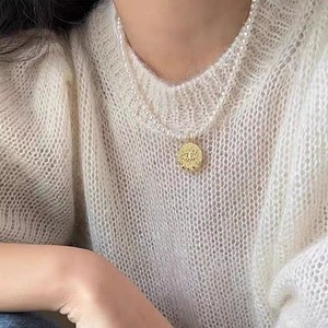 Collar de Perlas de Agua Dulce con Cadena de Clavícula de Perlas Pequeñas y Moneda de Oro Retro de Alta Calidad, Cadena para Suéter con Ojo de Diablo - Product Image 3