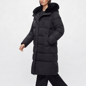 Manteau d'hiver matelassé long en tricot pour femmes avec doublure en nylon imperméable et coupe-vent, vente en gros - Product Image 2