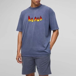 Conjunto de Camisetas de Algodón Azul para Hombre con Estampado de Marca Personalizado, Cuello Redondo, Ropa Casual de Verano - Product Image 6