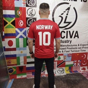 Unisex Plus Size Norway Flag <b>Soccer</b> Jersey Red Short Sleeve Norwegian Cross Graphic Football T-Shirt 100% Polyester - Product Image 2