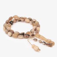 Tasbih artisanal en corne de buffle d'eau blanche, toucher réel, aspect vintage, perles de prière islamiques sculptées 33/99, artisanat naturel musulman