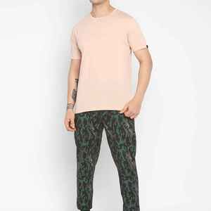 T-shirt en coton rose clair à col rond et manches courtes pour homme, coupe classique, décontracté, en jersey, couleur unie, respirant, tricoté - Product Image 1