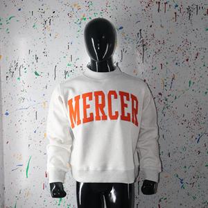 MERCER ASH GREY <b>Mock</b> <b>Neck</b> Sweatshirt 100% ORANGE Applique Embroidery wide <b>neck</b> Sweatshirt Finer Threads - Product Image 2