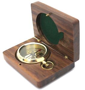 Luxury Solid Brass Hiking Compass with <b>Wooden</b> <b>Box</b> Waterproof Noctilucent Outdoor Navigation <b>Tool</b> - Product Image 1