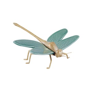 Escultura de Libélula Hecha a Mano en Madera de Pino con Pintura Turquesa - Venta al Por Mayor - Product Image 1