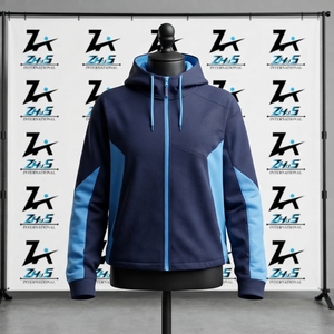 Chaqueta de Forro Polar con Capucha y Cremallera para Hombre, Diseño Casual de Otoño, Chaqueta Deportiva de Poliéster con Bloques de Color - Product Image 1