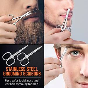 Ciseaux à cuticules en acier inoxydable avec poignée ronde, ensemble d'outils de manucure portables dans un étui blanc - Product Image 6