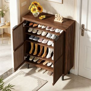 Mobiletto Portascarpe Moderno in MDF con Stabilità Regolabile e Piedini, Salvaspazio per Soggiorno, Stile Semplice e Rustico - Product Image 6